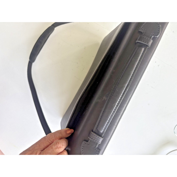 Vintage Georgetown Leather Design Satchel Briefcase Black Zipper - Picture 6 of 7